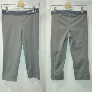 NIKE Women PRO Base Layer Training Capri Tights Heather Grey 458659-091 Medium M